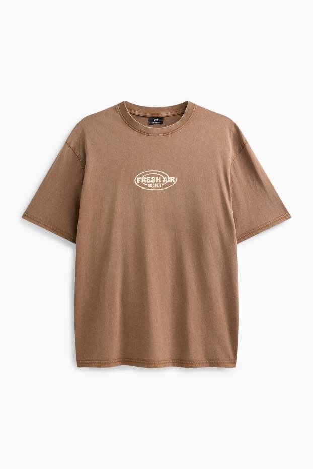 Hommes - T-shirt - relaxed fit - marron