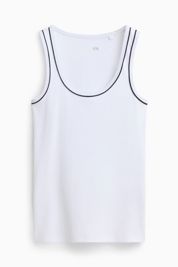 Damen - Top - gerippt - weiß