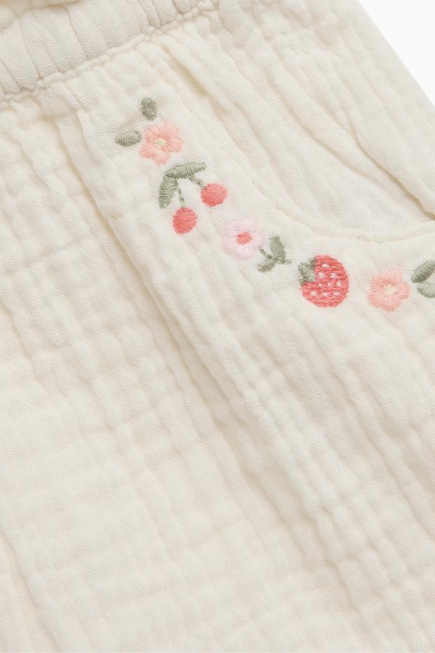 Baby: meisjes - Baby shorts - crèmekleurig