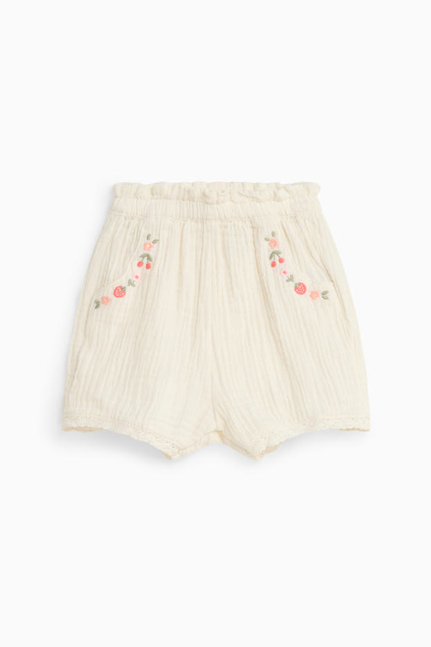 Baby: meisjes - Baby shorts - crèmekleurig