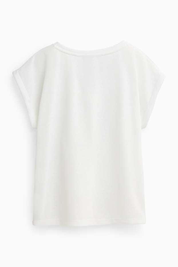 Femmes - T-shirt à col V - relaxed fit - blanc