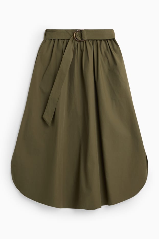 Femmes - Jupe avec ceinture - kaki