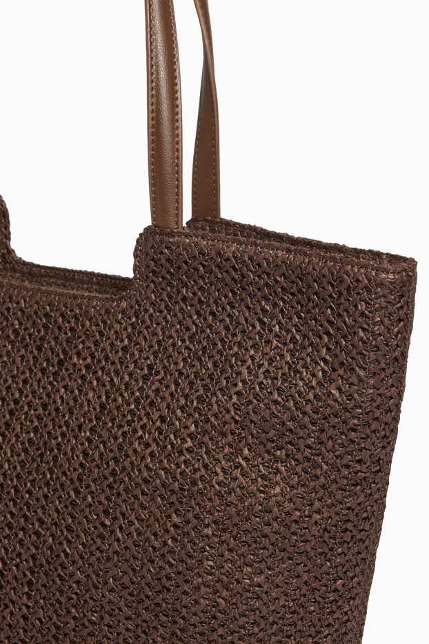 Femmes - Grand cabas en paille - marron foncé
