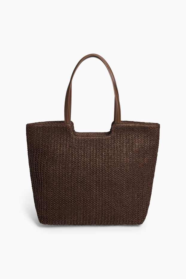 Femmes - Grand cabas en paille - marron foncé
