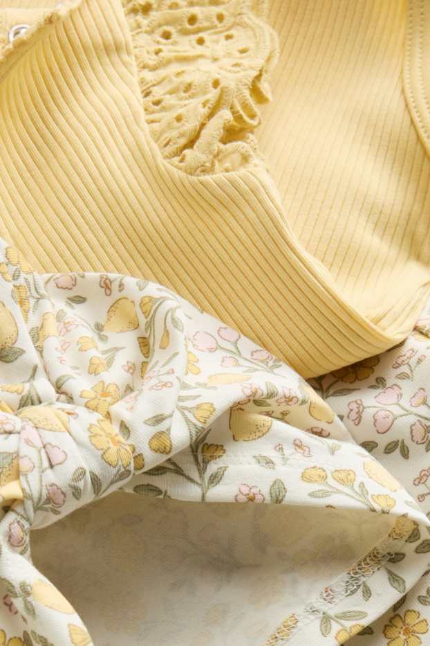 Baby Mädchen - Zitrone und Blume - Baby-Outfit - 3 teilig - gelb