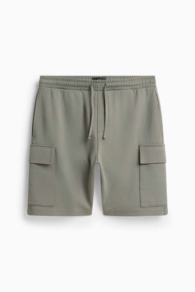 Bărbați - Pantaloni scurți de trening, model cargo - gri