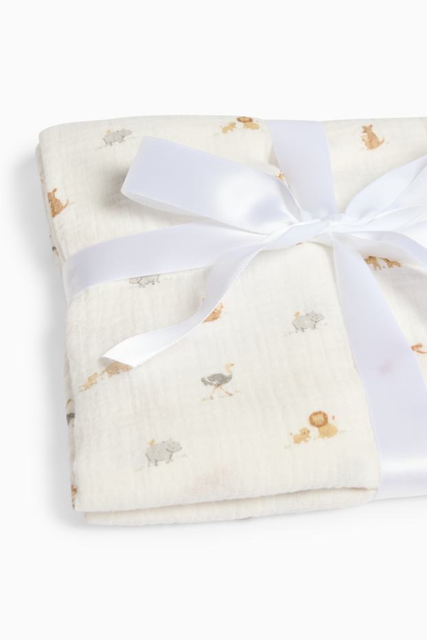 Unisex - Jungledieren - babydeken - 100 x 80 cm - crème wit