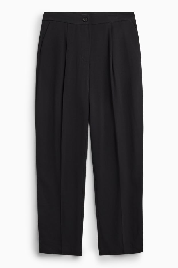 Femei - Pantaloni de stofă - talie înaltă - tapered fit - negru