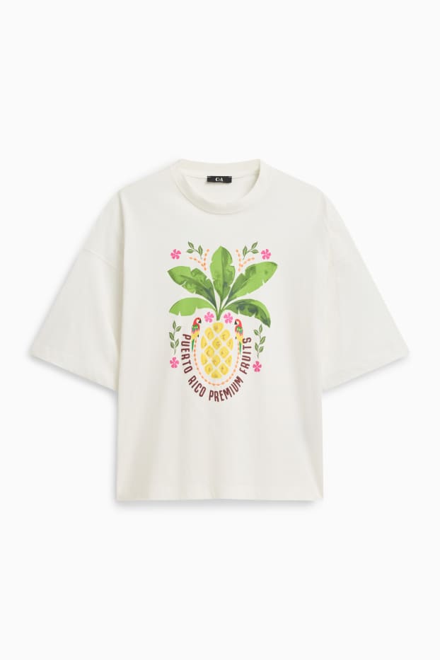 Damen - T-Shirt - Relaxed Fit - weiß