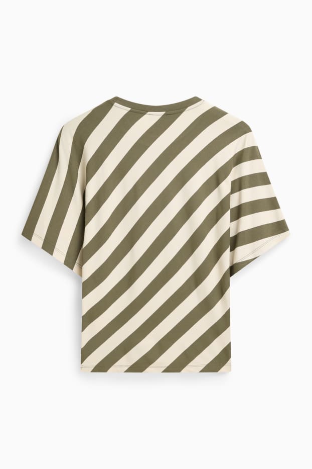 Dames - T-shirt - regular fit - gestreept - groen