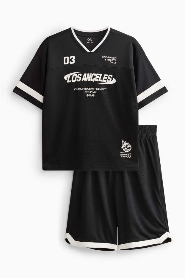 Kinder Jungen - Los Angeles - Set - Kurzarmshirt und Shorts - 2 teilig - schwarz