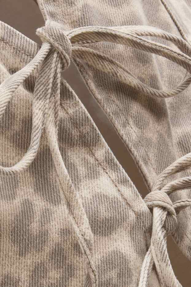 Donna - Gilet di jeans - stampa leopardata - beige