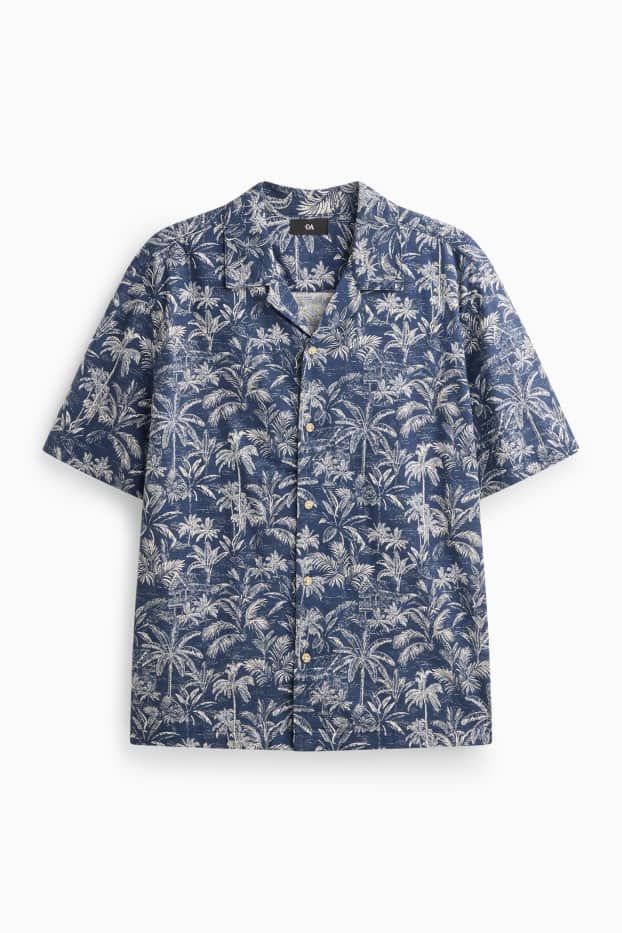 Bărbați - Cămașă - regular fit - guler cu rever - cu model - albastru