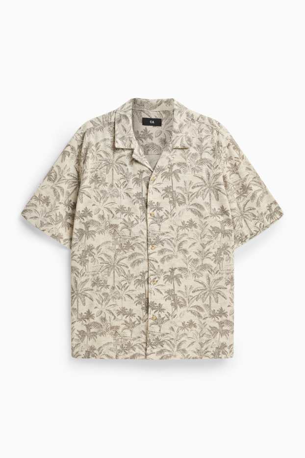 Bărbați - Cămașă - regular fit - guler cu rever - cu model - bej