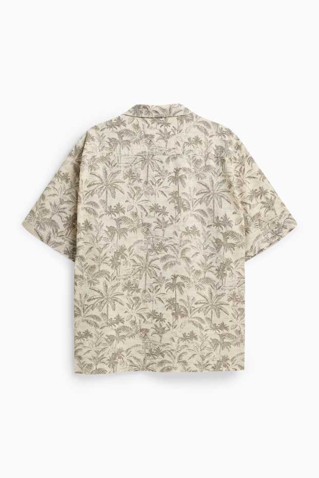 Bărbați - Cămașă - regular fit - guler cu rever - cu model - bej