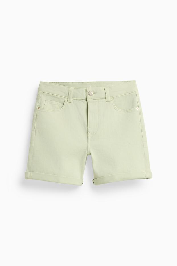 Dames - Korte spijkerbroek - mid waist - lichtgroen