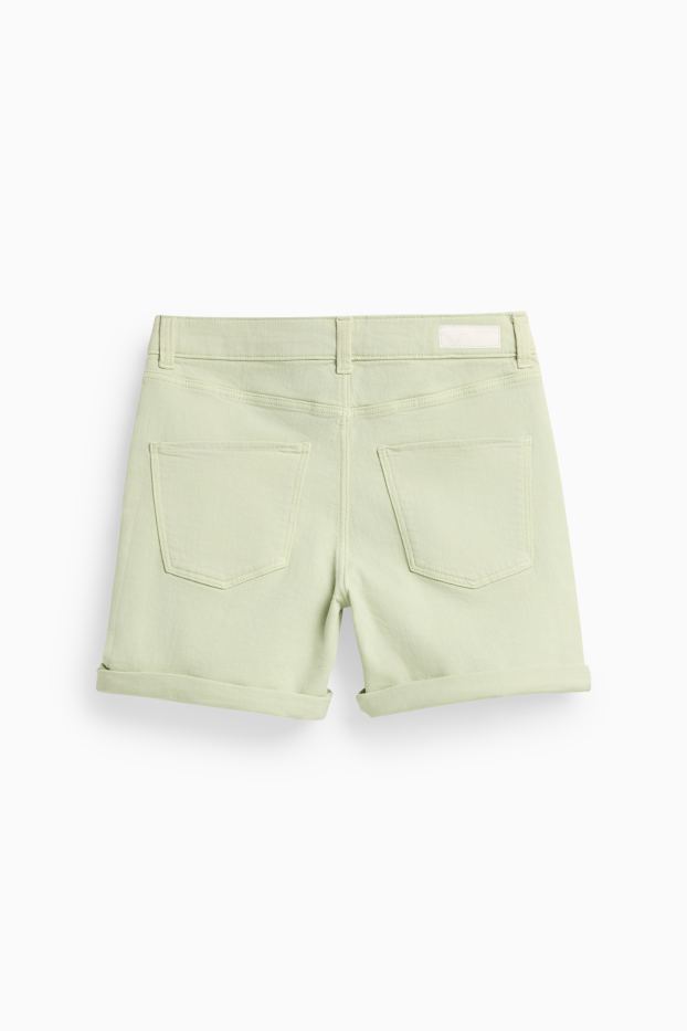 Dames - Korte spijkerbroek - mid waist - lichtgroen