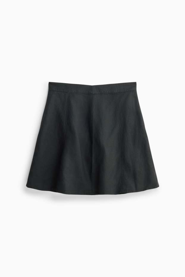 Damen - Minirock - Leinen-Mix - schwarz