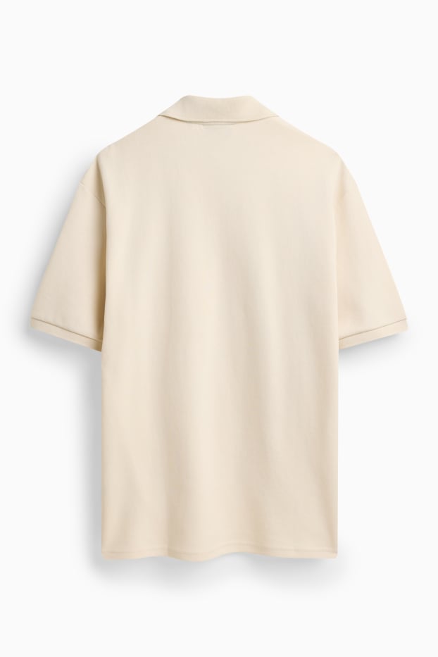 Bărbați - Tricou polo - relaxed fit - alb-crem