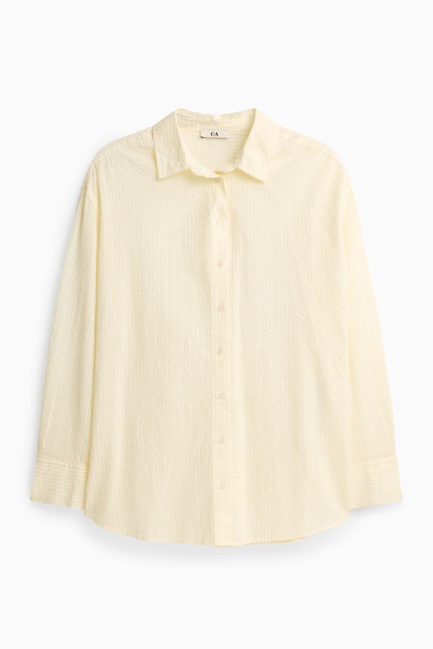 Dames - Overhemdblouse - gestreept - lichtgeel