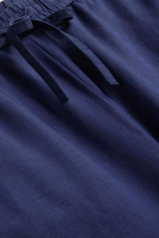 Donna - Blusa con scollo a V - a righe - tessuto tramato - blu