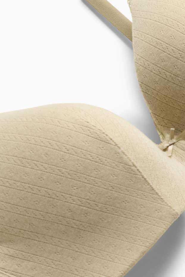 Dames - Pointelle-BH zonder beugels - voorgevormd - lichtgeel