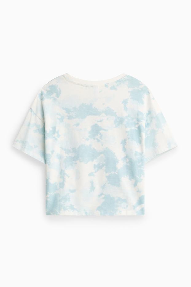 Kinder Mädchen - Multipack 2er - Lilo & Stitch - Kurzarmshirt - Glanz-Effekt - weiss / hellblau