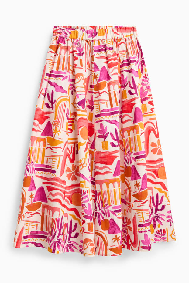 Damen - Rock - gemustert - rot / cremeweiß