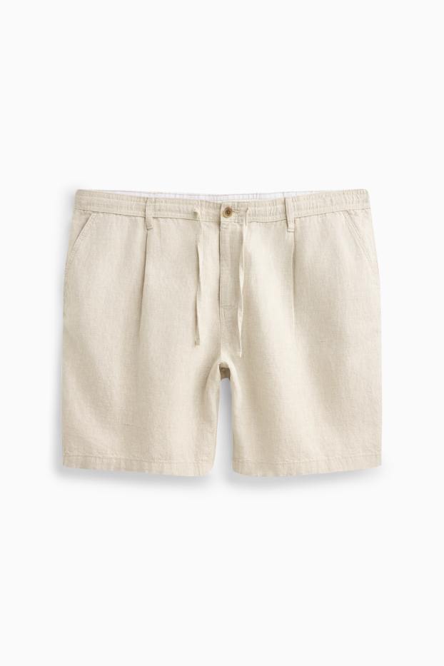 Herren - Shorts - Leinen-Mix - cremefarben