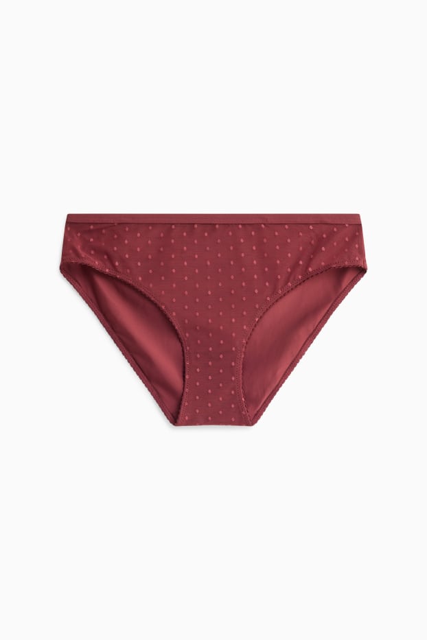 Damen - Slip - gepunktet - bordeaux