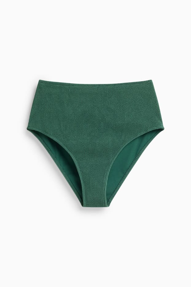 Women - Bikini bottoms - high waist - textured - dark green