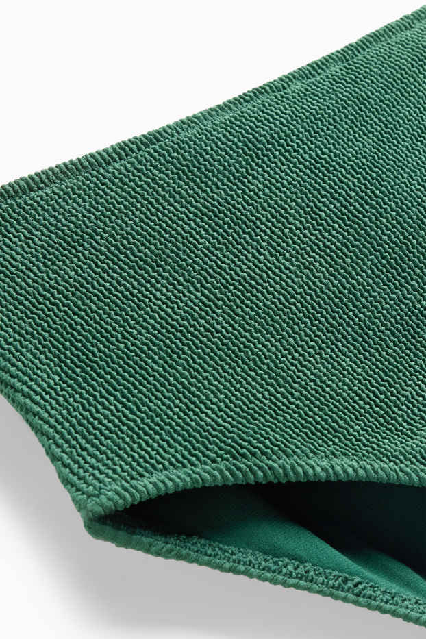 Women - Bikini bottoms - high waist - textured - dark green