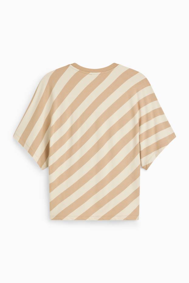 Damen - T-Shirt - Regular Fit - gestreift - hellbraun