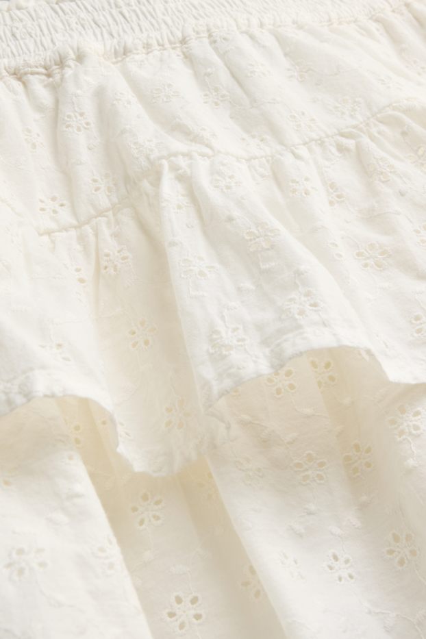 Damen - Rock - Broderie Anglaise - weiss