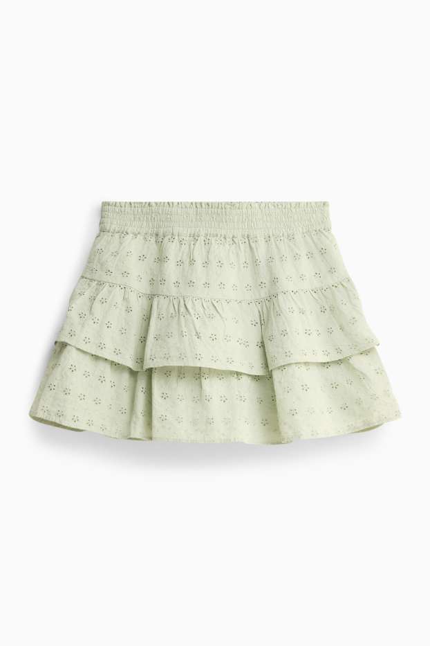 Dames - Rok - broderie Anglaise - groen
