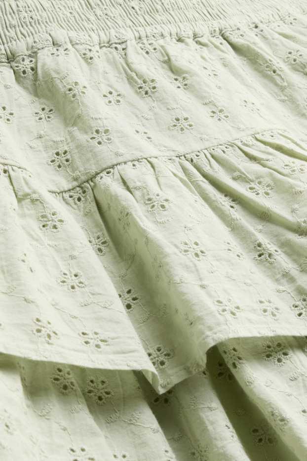 Dames - Rok - broderie Anglaise - groen