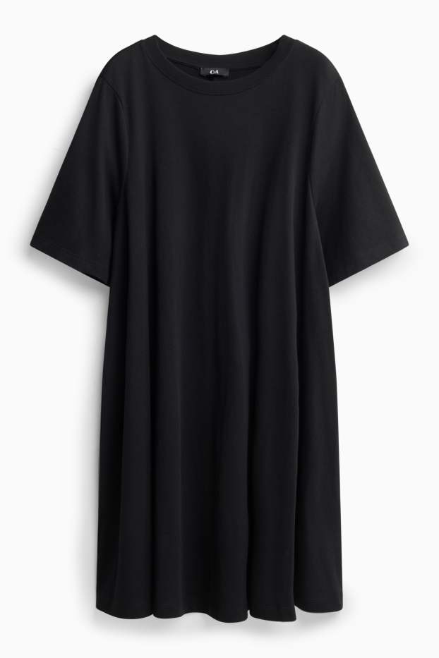 Women - T-shirt dress - straight fit - black