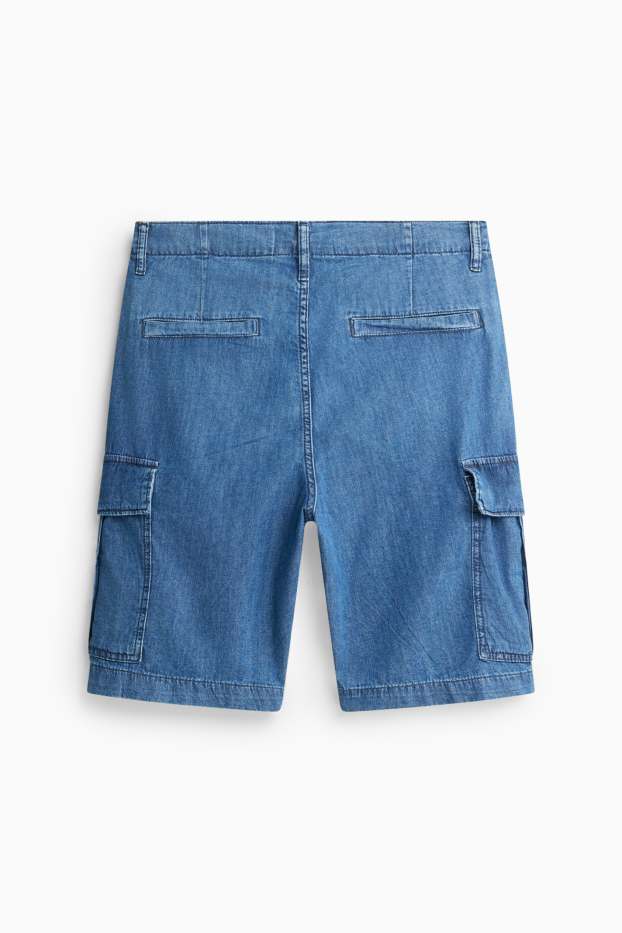Herren - Jeans-Cargo-Shorts - Mid Waist - blau