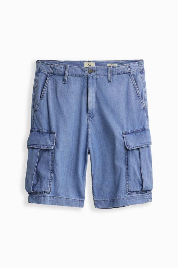 Herren - Jeans-Cargo-Shorts - Mid Waist - hellblau
