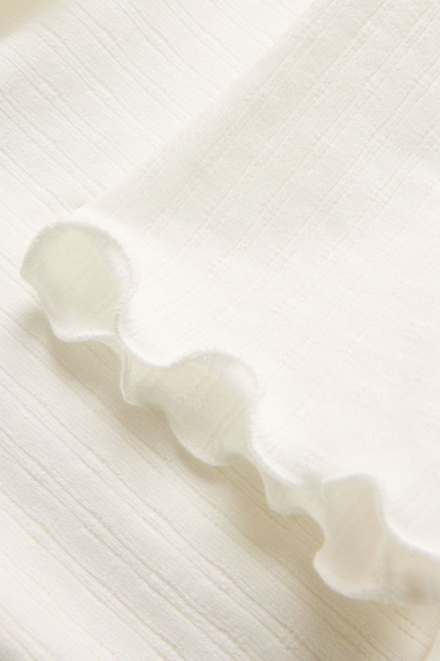 Donna - T-shirt pointelle - regular fit - bianco