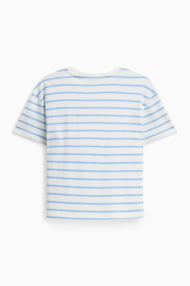 Damen - T-Shirt - Regular Fit - gestreift - weiss / blau