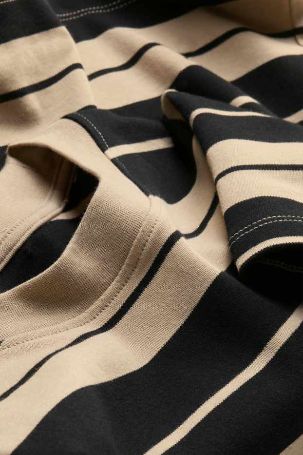 Damen - T-Shirt - Regular Fit - gestreift - schwarz / beige