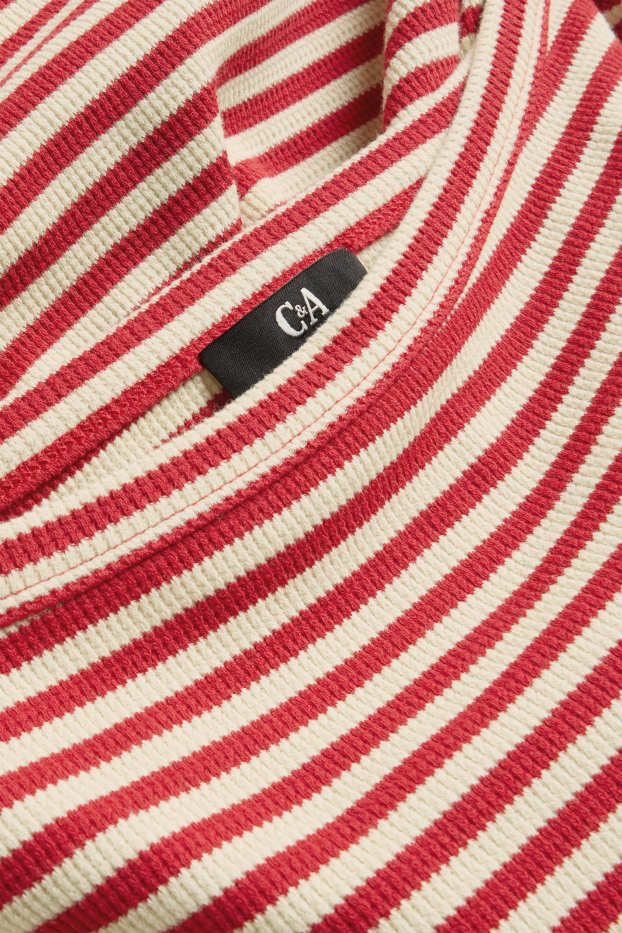 Damen - T-Shirt - gestreift - rot / cremeweiss