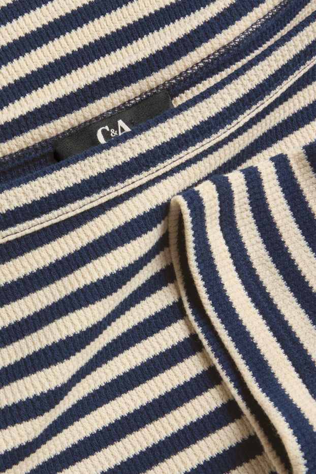 Damen - T-Shirt - gestreift - weiss / schwarz