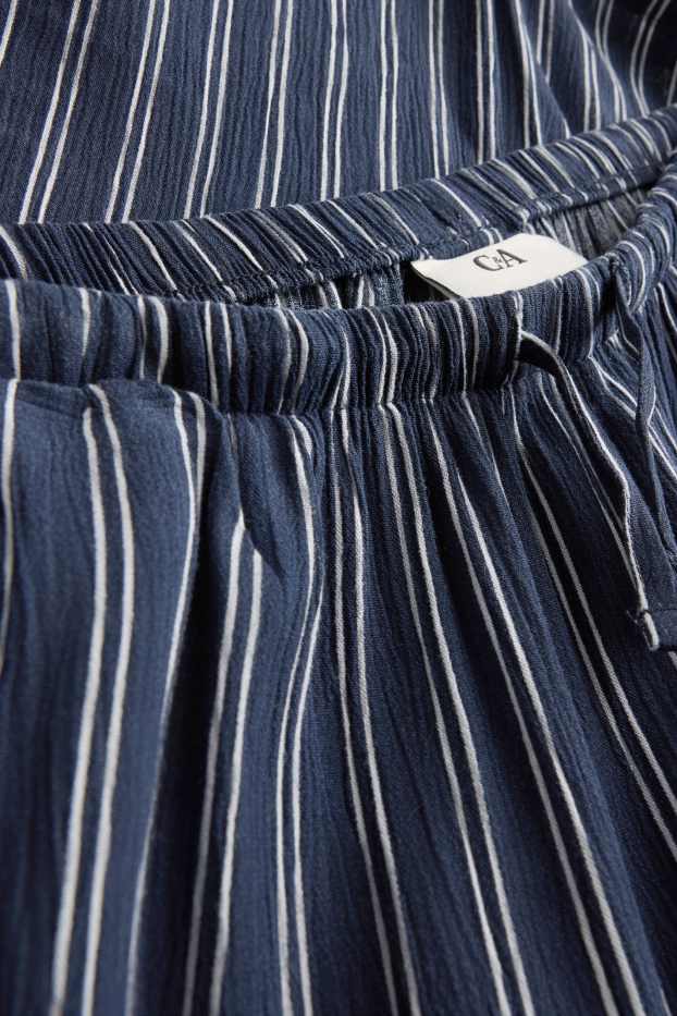 Kinder Mädchen - Stoffhose - Wide Leg - gestreift - dunkelblau