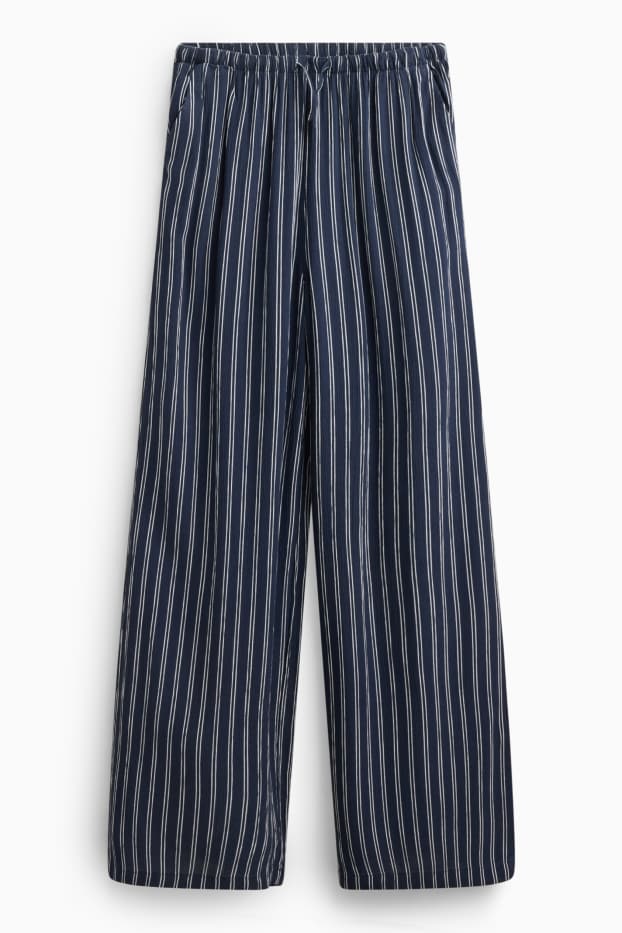 Kinder Mädchen - Stoffhose - Wide Leg - gestreift - dunkelblau