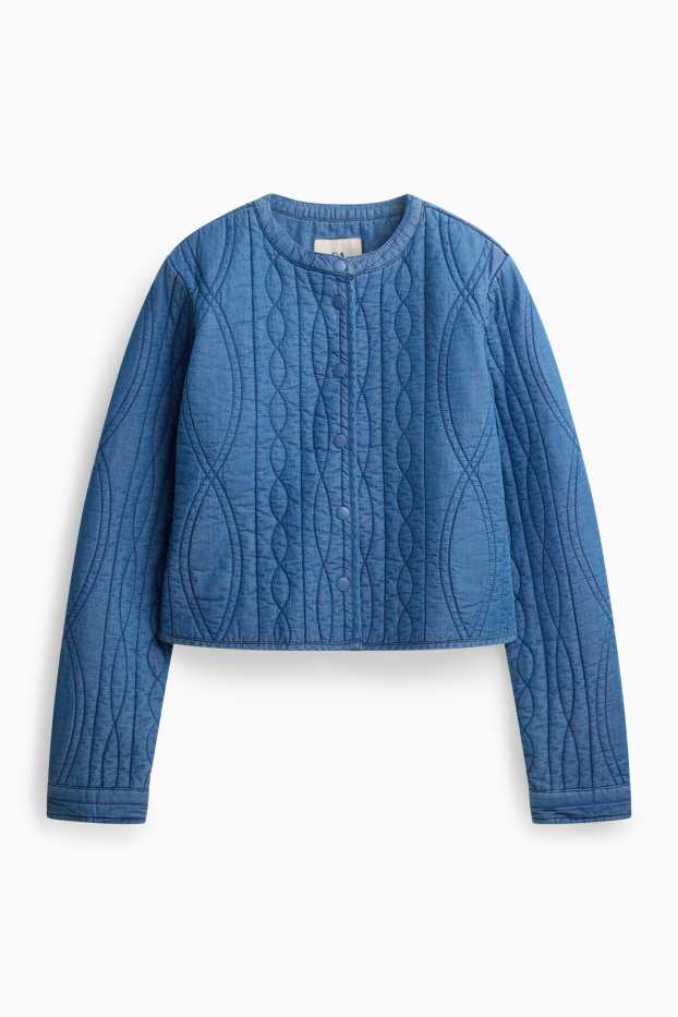 Femei - Jachetă matlasată din denim - albastru închis