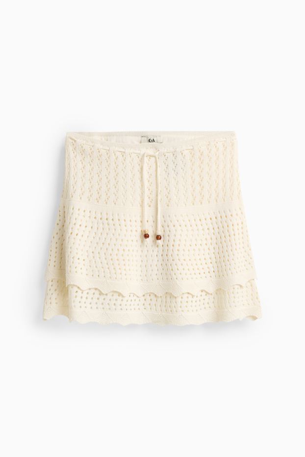Damen - Minirock - strukturiert - cremefarben