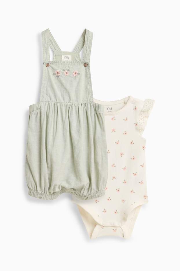 Miminka - dívky - Outfit pro miminka - zelená / krémově bílá