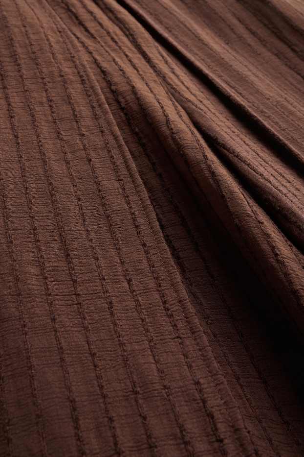 Damen - Stoffhose - High Waist - Wide Leg - Leinen-Mix - schwarz